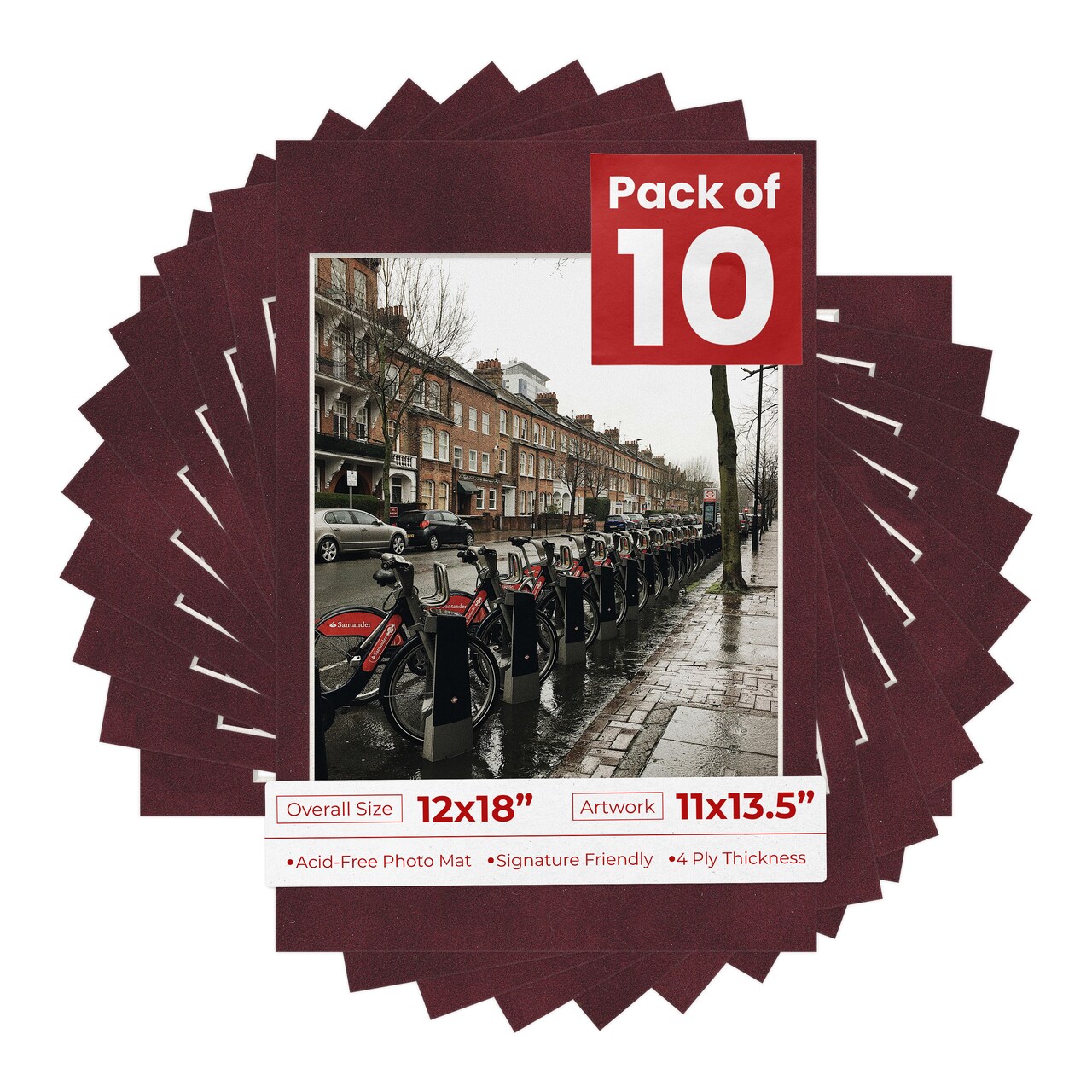 Dark Red Suede Mat Board for 12x18 Frames - Fits 11x13.5 Photos